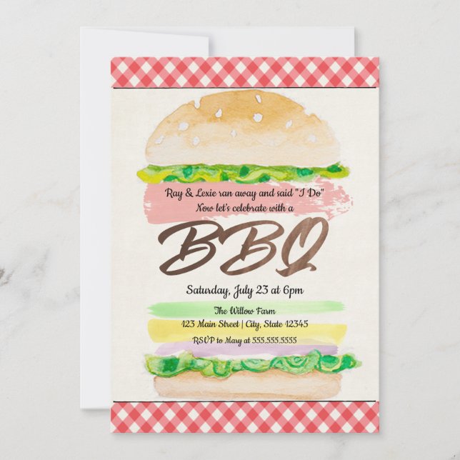 BBQ Wedding Reception Invitation (Front)