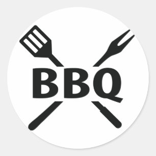 BBQ with cutlery icon Classic Round Sticker