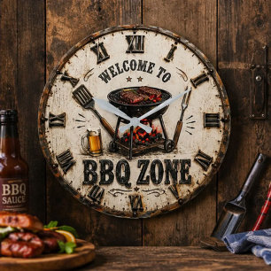 BBQ Zone  Barbecue Grill Large Clock