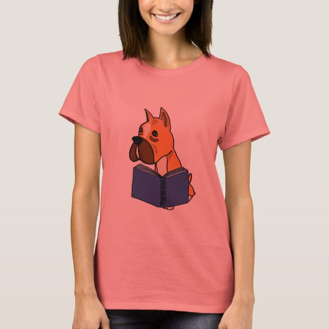 BC- Boxer Dog Reading a Book Shirt (Front)
