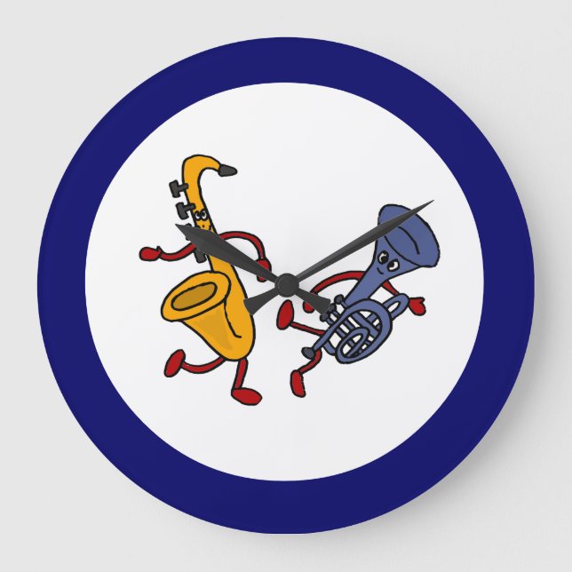 BC- Saxophone and Trumpet Dancing Wall Clock (Front)