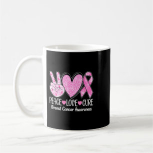 BC Woman Peace Love Cure Pink Ribbon Breast Cancer Coffee Mug