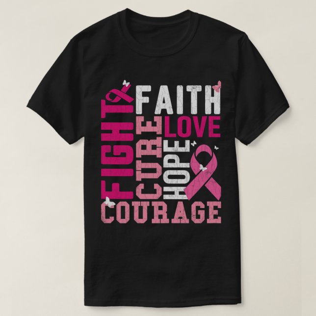 BC Womens Fight Cure Faith Breast Cancer Awareness T-Shirt (Design Front)