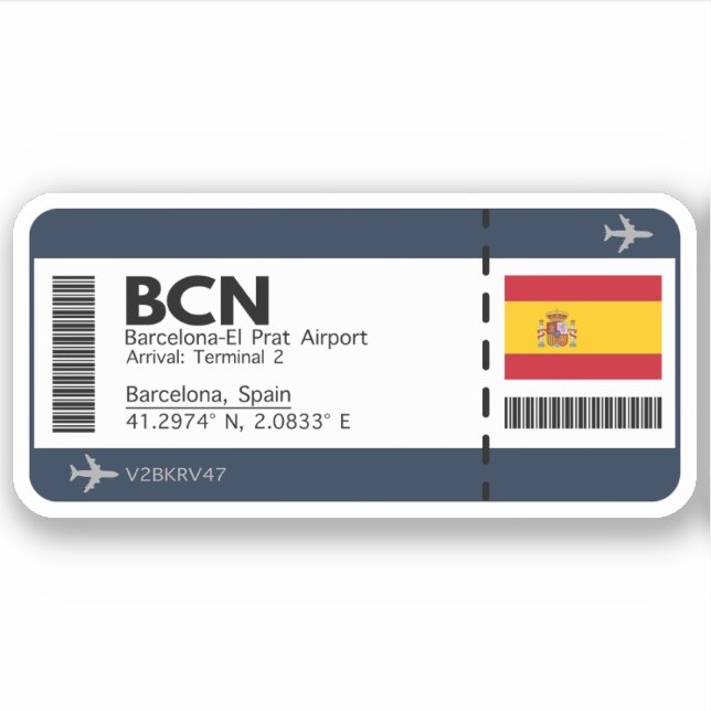 BCN Barcelona Boarding Pass - Spain Ticket (Front)