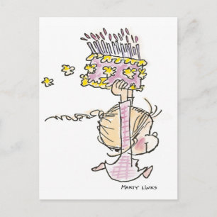 BD-001 Birthday Girl Running Postcard