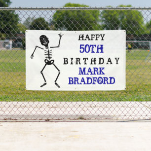 BD Banner, Skeleton Peace Sign, Insert Age/Name Banner