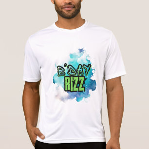 B'Day (Birthday) Rizz Green And Monochromatic Blue T-Shirt