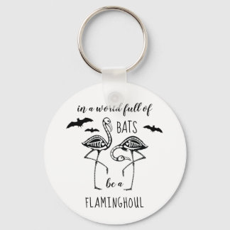 Be A Flaminghoul Skeleton Flamingo Halloween Key Ring