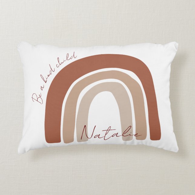 Be a kind child Monogram Nursery rainbow earthy Decorative Cushion (Front)