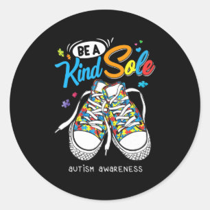 Be A Kind Sole Autism Awareness Puzzle Shoes Be Ki Classic Round Sticker