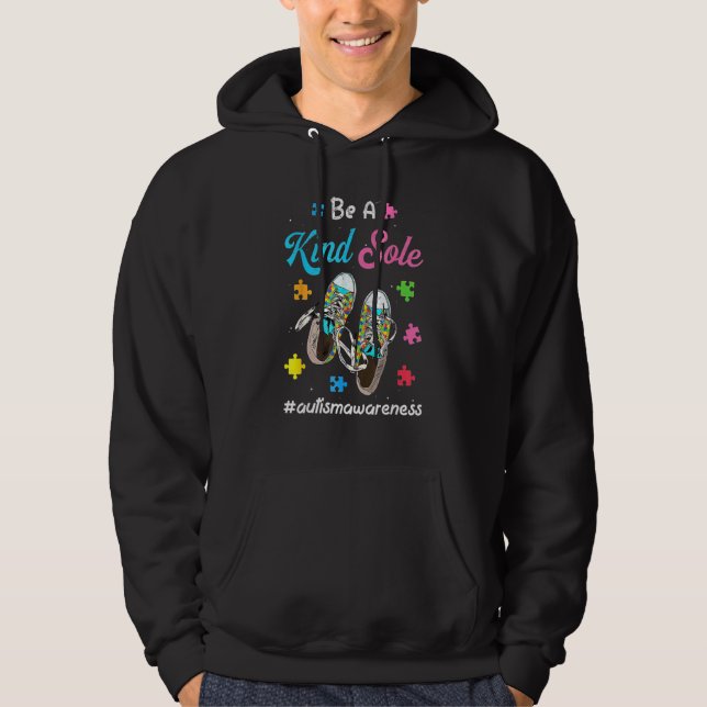 Be A Kind Sole Autism Awareness Puzzle Shoes Boys  Hoodie (Front)