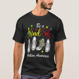 Be A Kind Sole Autism Awareness Puzzle Shoes Boys T-Shirt