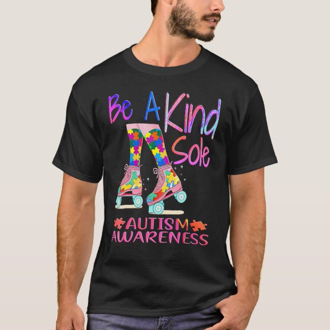 Be A Kind Sole Autism Awareness Puzzle Shoes Desig T-Shirt (Front)