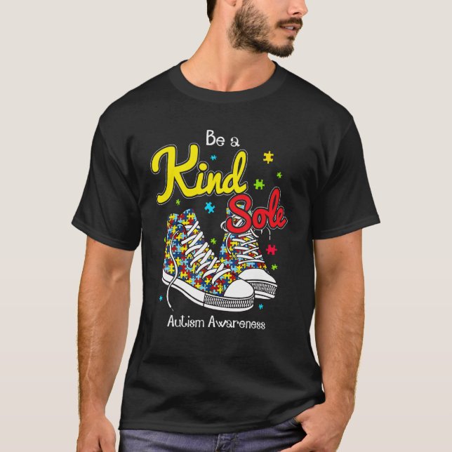 Be A Kind Sole Autism Awareness Puzzle Shoes Tee W (Front)