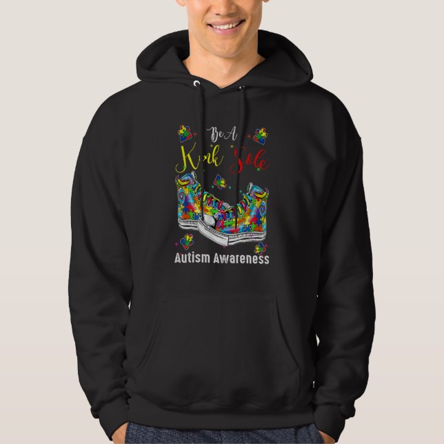 Be A Kind Sole Autism Awareness Rainbow Trendy Puz Hoodie (Front)