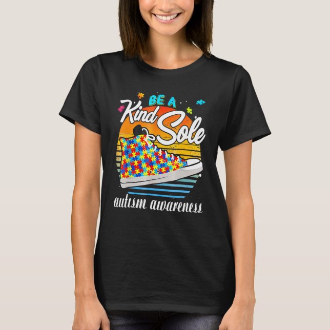 Be A Kind Sole Autism Awareness Rainbow Trendy Puz T-Shirt (Front)