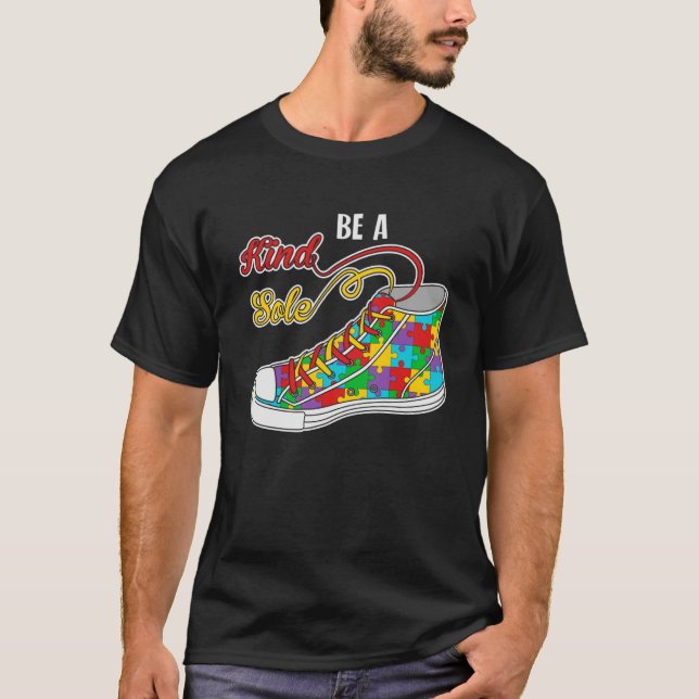 Be A Kind Sole Autism Awareness Rainbow Trendy Puz T-Shirt (Front)
