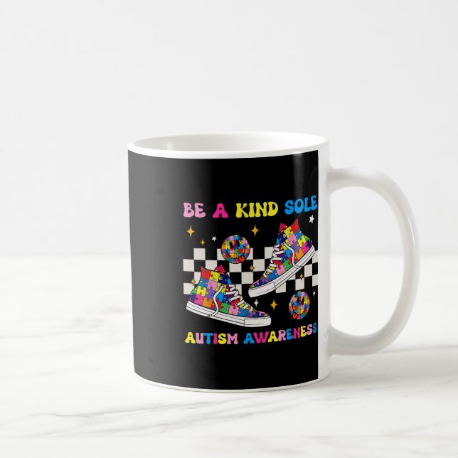 Be A Kind Sole Autism Awareness Sneaker Groovy Puz Coffee Mug (Right)