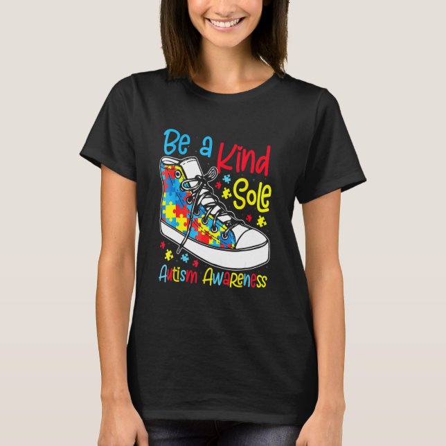 Be A Kind Sole Autism Awareness Trendy Puzzle Piec T-Shirt (Front)