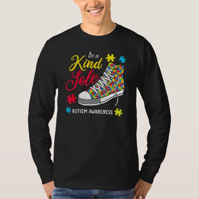 Be A Kind Sole Rainbow Trendy Puzzle Shoes Autism  T-Shirt (Front)