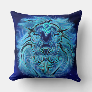 Be a king, be a lion, a blue pillow, a zodiac sign cushion