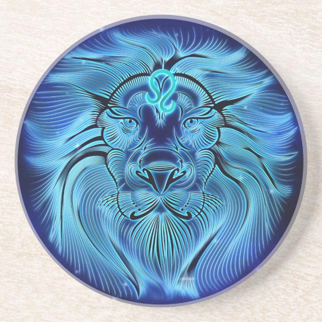 Be a king, be a lion, blue, zodiac sign coaster (Front)
