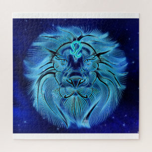 Be a king, be a lion, blue, zodiac sign jigsaw puzzle