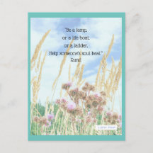 "Be a Lamp" Rumi Quote Postcard
