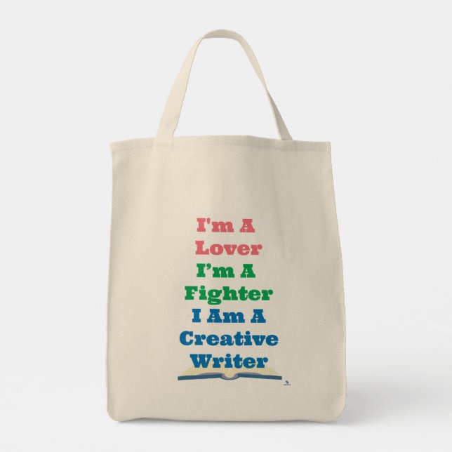 Be A Lover Fighter Creative Writer Author Motto Tote Bag (Back)