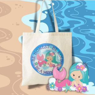 BE A Mermaid Cute Happy tote Bag