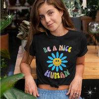 Be a Nice Human Blue & Yellow Flower Graphic