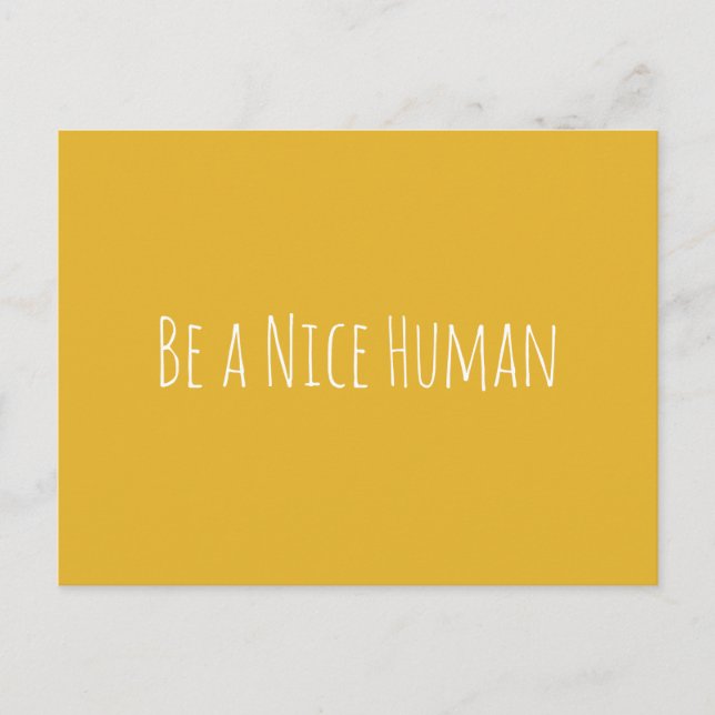 Be a Nice Human Kindness Sayings Minimalist Postcard (Front)
