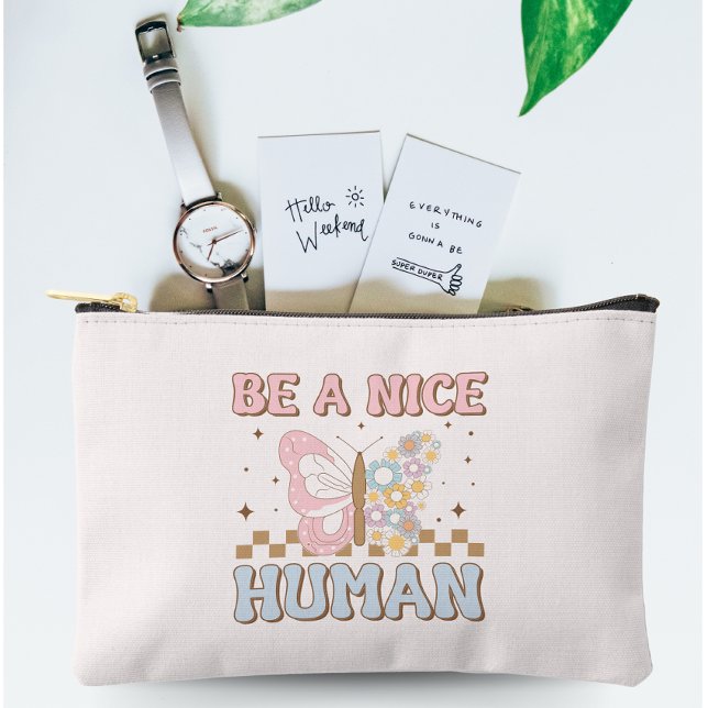 Be A Nice Human Motivational Sayings Good Vibes Accessory Pouch (Creator Uploaded)