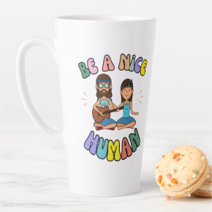 Be A Nice Human Retro Groovy Hippie Vibe Latte Mug