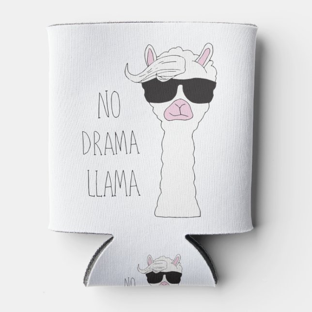 Be a No Drama Llama Art Cartoon Art Llama Art Pun Can Cooler (Front)