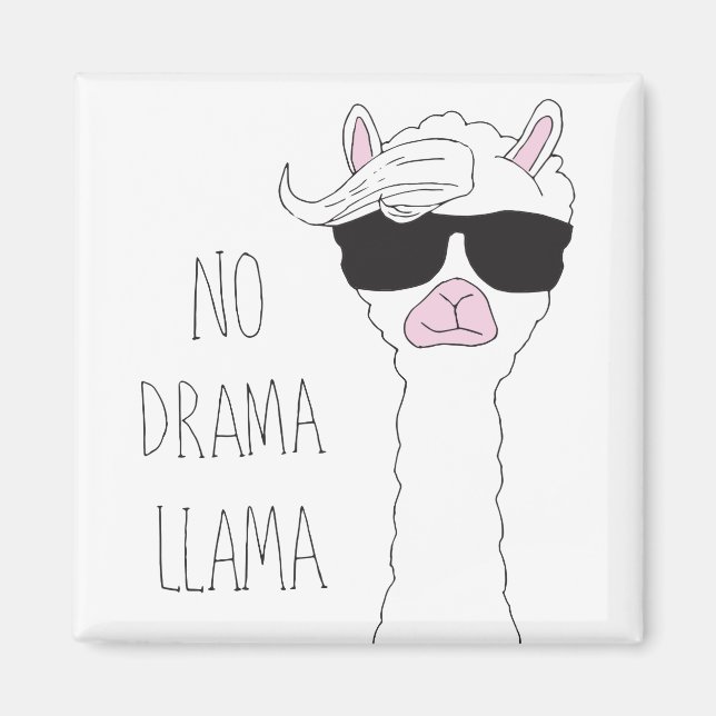 Be a No Drama Llama Art Cartoon Art Llama Art Pun Magnet (Front)