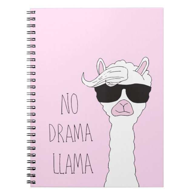 Be a No Drama Llama Art Cartoon Art Llama Art Pun Notebook (Front)