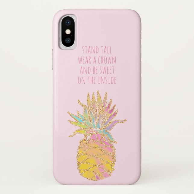 Be a Pineapple Cute Rainbow & Gold Pineapple Case-Mate iPhone Case (Back)