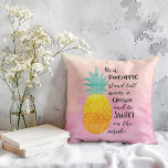 Be A Pineapple Inspirational Watercolor Typography Cushion<br><div class="desc">Be A Pineapple Pillow - Watercolor typography quote art pillow. Remind yourself of your love for all things tropical when you are resting comfortably in your living room or entertaining area. This delicious pillow features a design with a background of watercolor base in shades of yellow and pink. The illustration...</div>