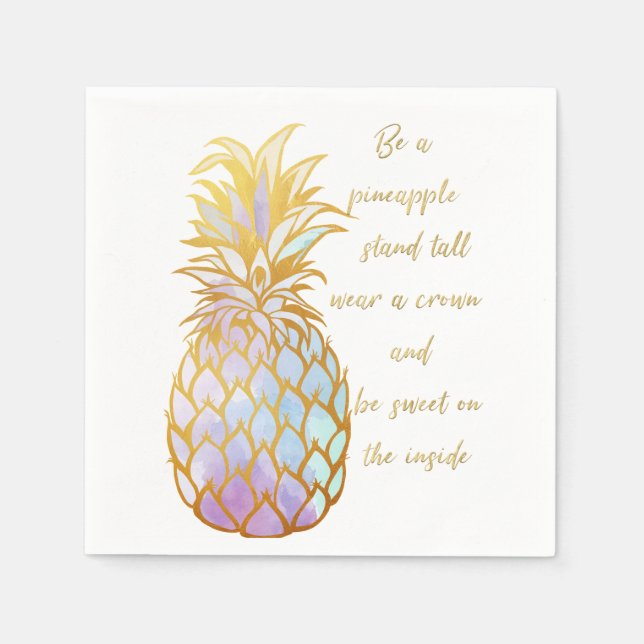 Be a Pineapple Watercolor Cocktail Napkin (Front)