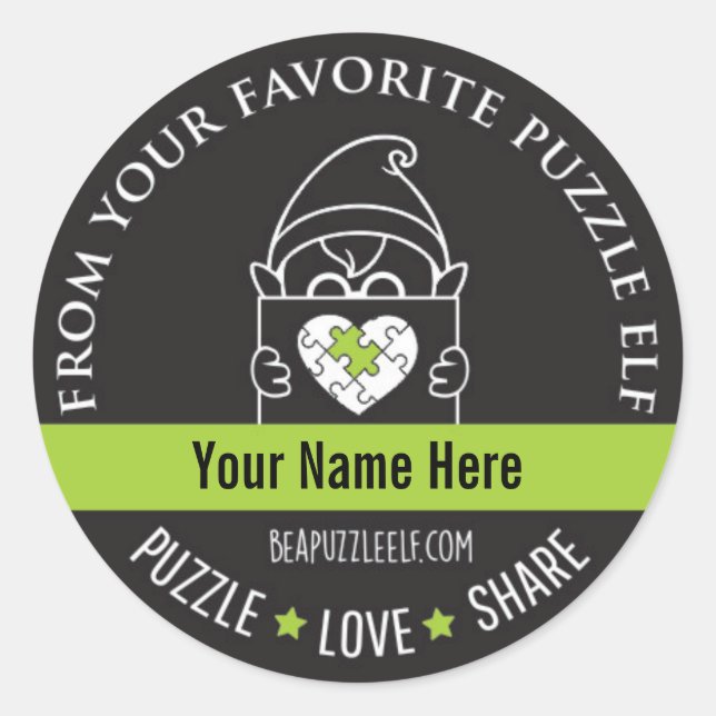 Be A Puzzle Elf – Personalized Sticker (Front)