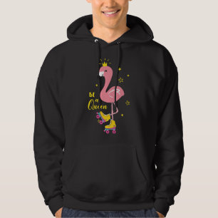 Be A Queen Pink Flamingo Skate Roller Women Girls Hoodie