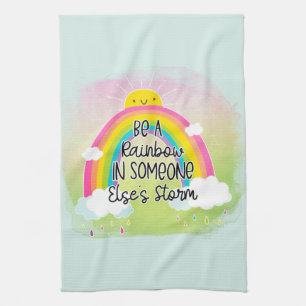 Be A Rainbow Cute Colourful Positivity Tea Towel