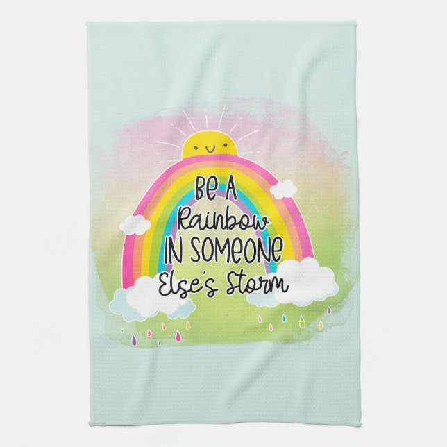 Be A Rainbow | Cute | Colourful | Positivity Tea Towel (Vertical)