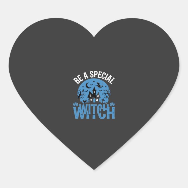 Be A Special Witch Halloween Design_1 Heart Sticker (Front)