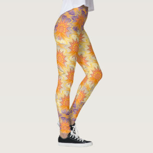 Be a Star Yellow Purple Sun Pattern Leggings