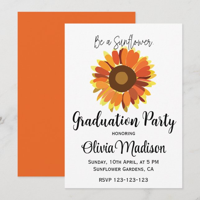 Be a Sunflower Graduation Party  Invitation (Front/Back)