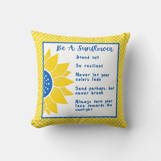 Be A Sunflower Word Art Ukraine Colours Cushion (Front)