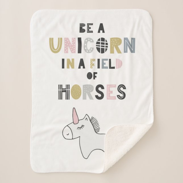 Be A Unicorn In A Field Of Horses Sherpa Blanket (Front)