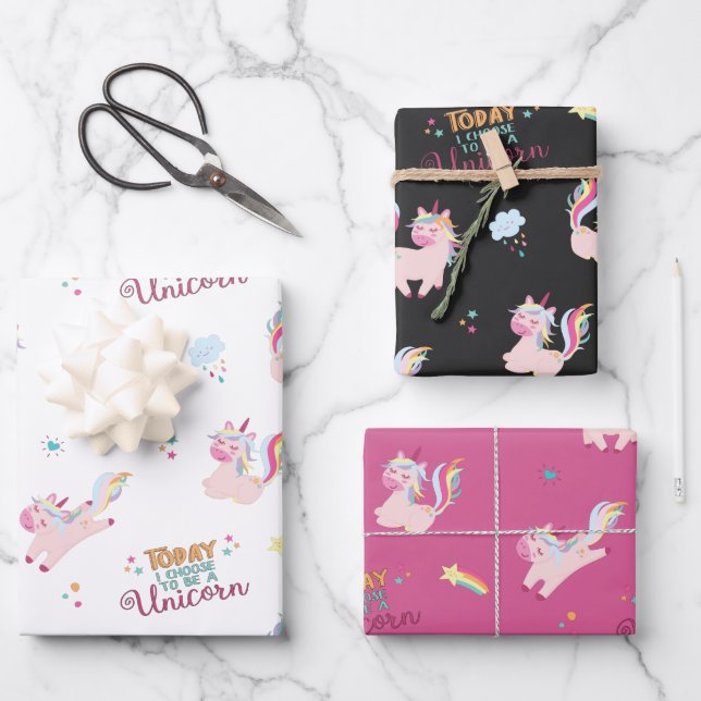 Be a unicorn rainbow motivational rainbow wrapping paper sheet (Front)